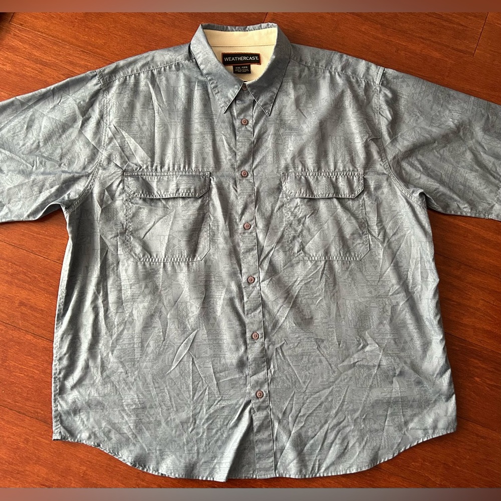 Men’s Blue Button-Down Short Sleeve Shirt